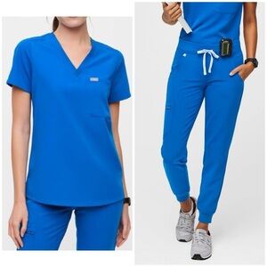 Figs Scrub Set Royal Blue Catarina Top Zamora Joggers Size XS